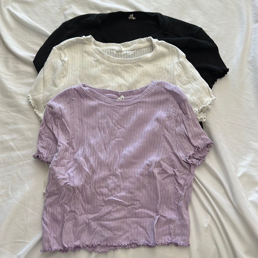 Lettuce-hem cropped t-shirt bundle